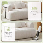 Divano letto Cloud con seduta profonda oversize in Boucle da 64" con 4 cuscini e supporto in metallo