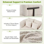 Divano letto Cloud con seduta profonda oversize in Boucle da 64" con 4 cuscini e supporto in metallo