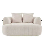 Divano letto Cloud con seduta profonda oversize in Boucle da 64" con 4 cuscini e supporto in metallo