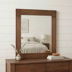 Cassettiera 46" in legno massello marrone con specchio