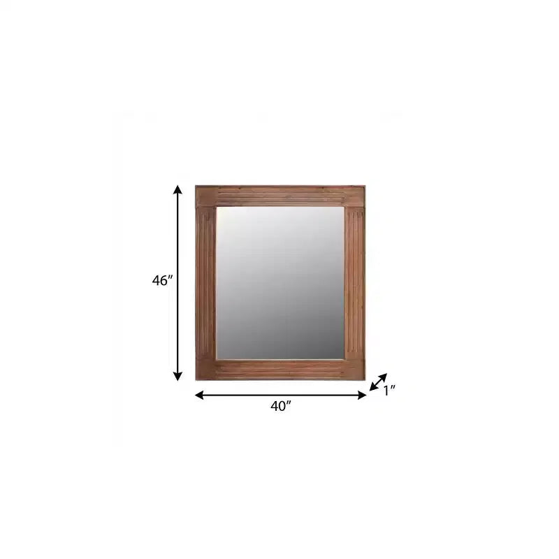 Cassettiera 46" in legno massello marrone con specchio