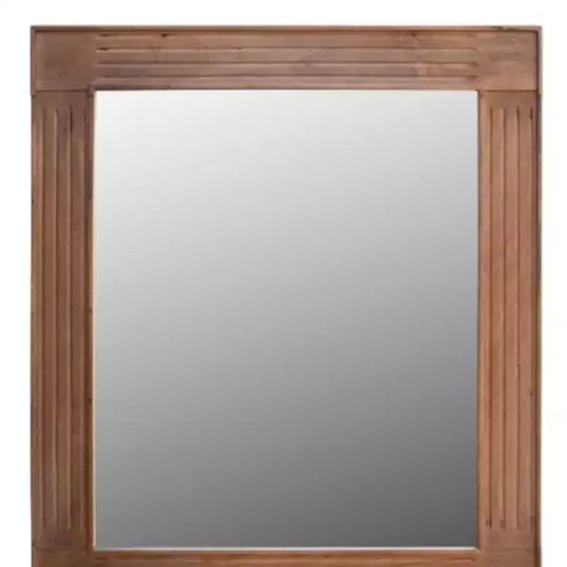 Cassettiera 46" in legno massello marrone con specchio
