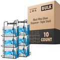 Stock Your Home Black Metal Triple Gloves Dispenser 10 Pack Tissue Box Shelf Wall Mount Glove Box Holder for Kitchen Closet Lab Exam Office