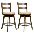 Costway 25 Swivel Counter Barstools Set of 2/4 with Backrest Upholstered Seat for Pub Island Brown