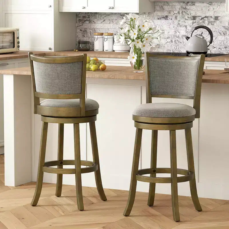 Sgabelli da bar girevoli da 30" (set da 2/4) con schienale e struttura in legno