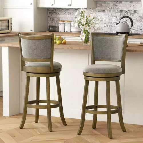 Sgabelli da bar girevoli da 30" (set da 2/4) con schienale e struttura in legno