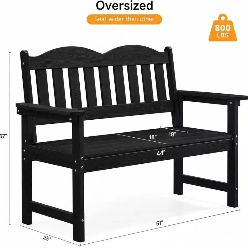 Panca da giardino a 2 posti in Poly Lumber, divanetto da patio a doghe, seduta da esterno resistente alle intemperie per cortile, giardino, veranda, parco o prato
