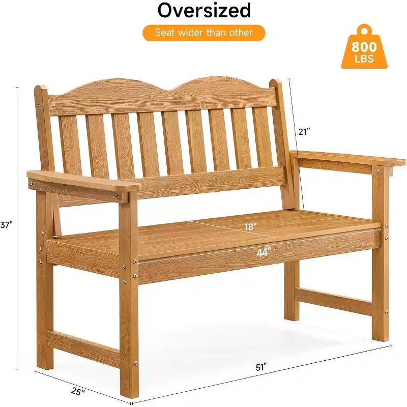 Panca da giardino a 2 posti in Poly Lumber, divanetto da patio a doghe, seduta da esterno resistente alle intemperie per cortile, giardino, veranda, parco o prato
