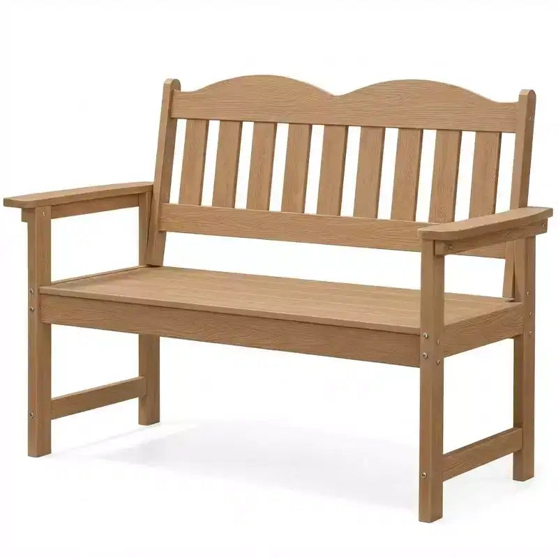 Panca da giardino a 2 posti in Poly Lumber, divanetto da patio a doghe, seduta da esterno resistente alle intemperie per cortile, giardino, veranda, parco o prato