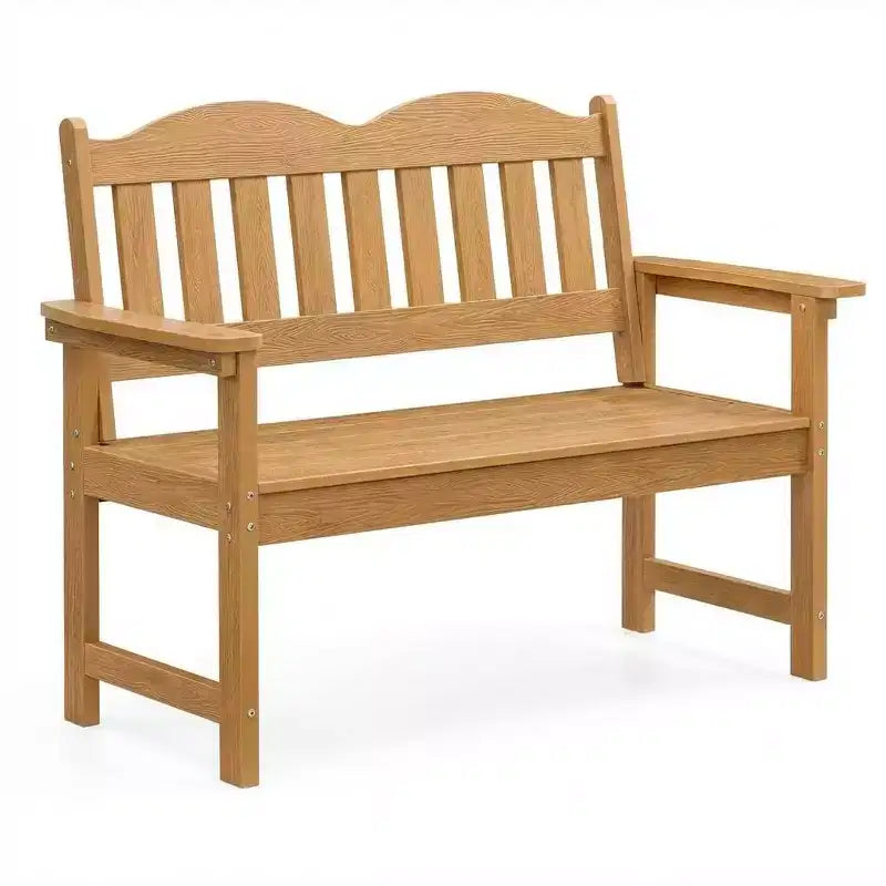 Panca da giardino a 2 posti in Poly Lumber, divanetto da patio a doghe, seduta da esterno resistente alle intemperie per cortile, giardino, veranda, parco o prato