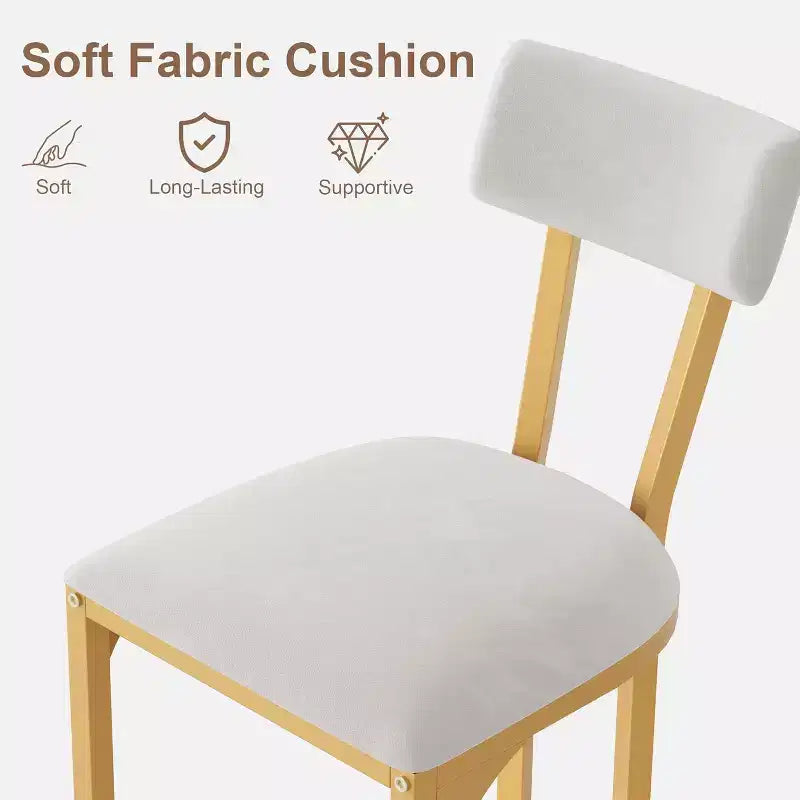 Set di 2 Sgabelli da Bar Altezza Bancone con Supporto Ergonomico per la Schiena, Telaio Stabile in Metallo e Rivestimento in Velluto per Isola Cucina e Home Bar