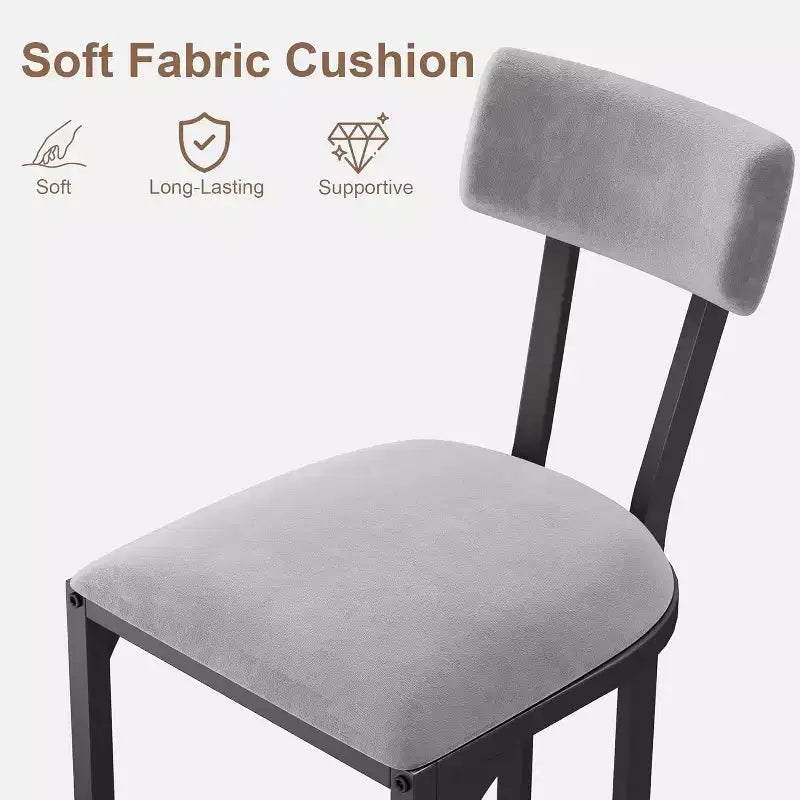 Set di 2 Sgabelli da Bar Altezza Bancone con Supporto Ergonomico per la Schiena, Telaio Stabile in Metallo e Rivestimento in Velluto per Isola Cucina e Home Bar