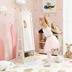Mobiletto portagioie per bambini con specchio a figura intera e cassetti pieghevoli