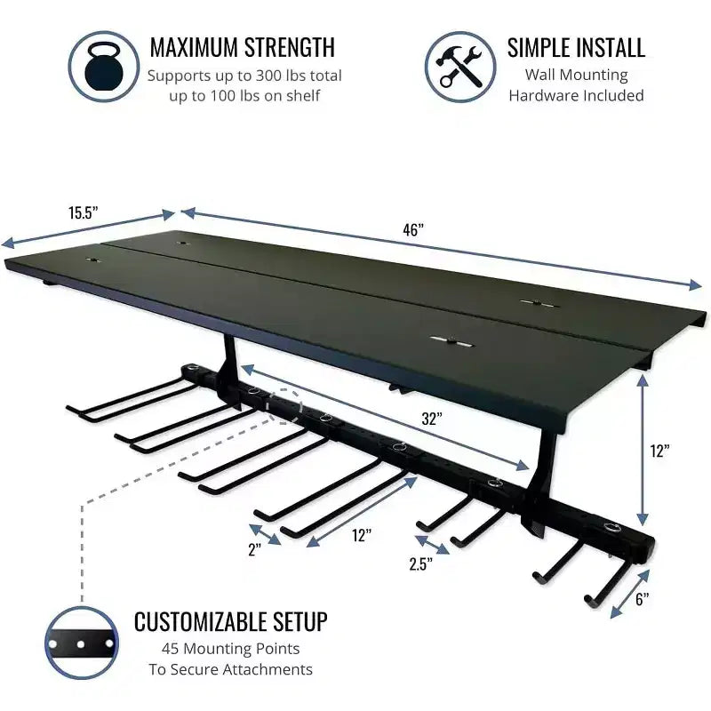 Triangolo Teal G-Tool + Scaffale | Sistema di Stoccaggio a Parete Regolabile | Portata 136 kg