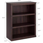 Libreria a 3 Ripiani Stile Rustico, Scaffale in Legno Aperto da 79.7 cm, Scaffale da Esposizione, Libreria da Terra per Casa Ufficio, Soggiorno