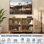 Mobile TV moderno a scanalature da 55", Centro di intrattenimento con 4 ante e ampi armadietti contenitori, Credenza con ripiano regolabile per camera da letto, soggiorno