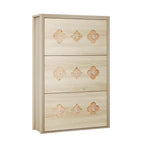 Scarpiera con 3 cassetti a ribalta sottili, scarpiera indipendente con motivo floreale, maniglie a diamante, organizer in legno stretto e nascosto per ingresso e corridoio