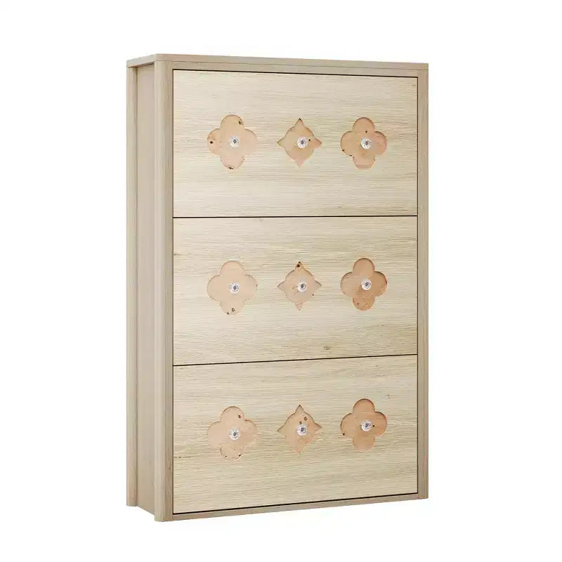 Scarpiera con 3 cassetti a ribalta sottili, scarpiera indipendente con motivo floreale, maniglie a diamante, organizer in legno stretto e nascosto per ingresso e corridoio