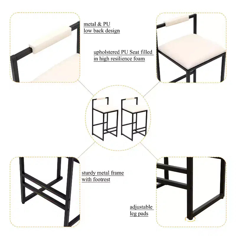 Set di 2 sgabelli da bar altezza bancone, altezza seduta 63 cm