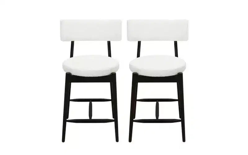 Christopher Knight Home Set of 2 Ryker Mid Century Modern Chenille Upholstered Rubber Wood Counter Height Barstools Beige/Black