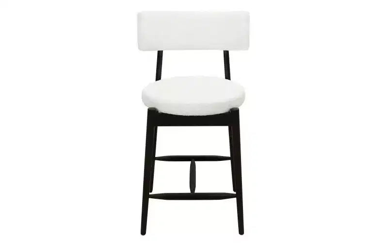 Set di 2 sgabelli da bar alti in ciniglia imbottita stile metà secolo, beige/nero