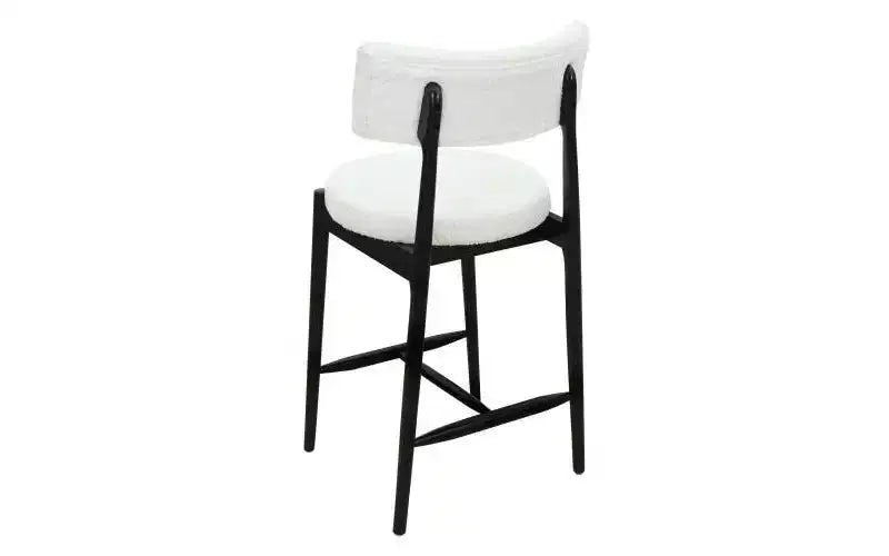 Set di 2 sgabelli da bar alti in ciniglia imbottita stile metà secolo, beige/nero