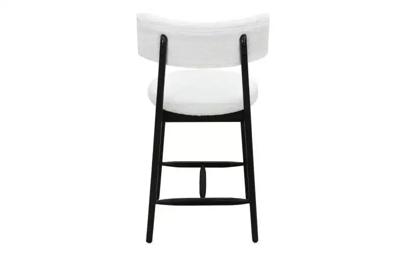 Set di 2 sgabelli da bar alti in ciniglia imbottita stile metà secolo, beige/nero