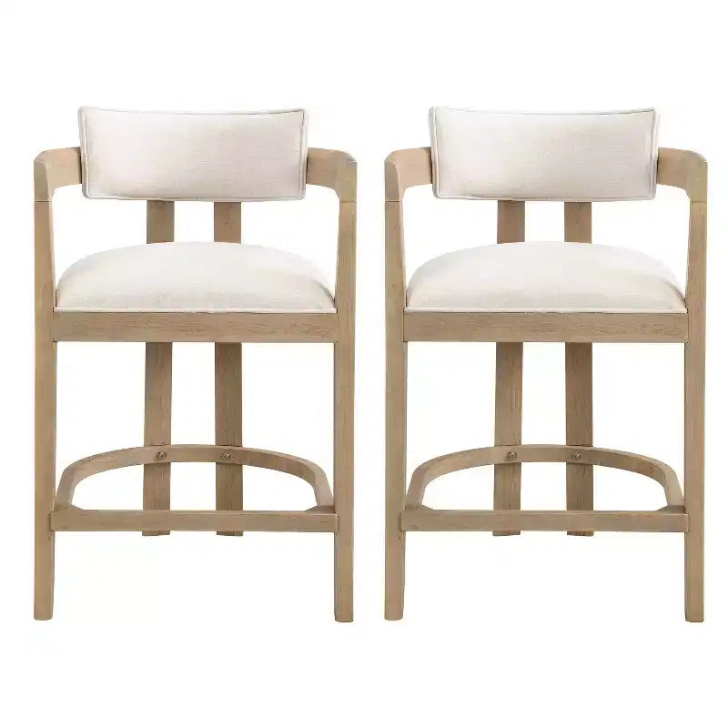 Christopher Knight Home Set of 2 26" Ethan Upholstered Rubberwood Counter Height Barstools Light Ash