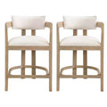 Christopher Knight Home Set of 2 26" Ethan Upholstered Rubberwood Counter Height Barstools Light Ash