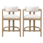 Christopher Knight Home Set of 2 26" Ethan Upholstered Rubberwood Counter Height Barstools Light Ash