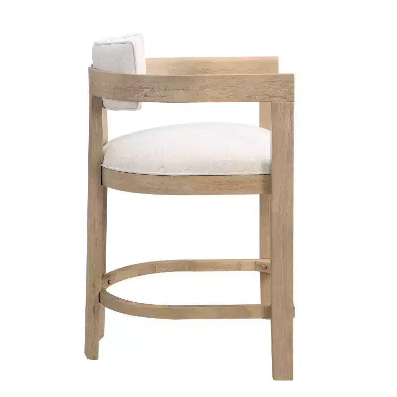 Set di 2 sgabelli da bar da 26" imbottiti in legno di caucciù, altezza bancone, frassino chiaro
