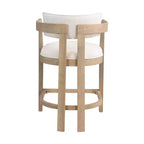 Set di 2 sgabelli da bar da 26" imbottiti in legno di caucciù, altezza bancone, frassino chiaro