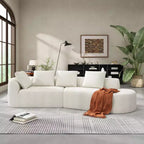 Divano angolare curvo moderno da 116" con spugna ad alta densità e 4 cuscini, beige
