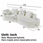 Divano angolare curvo moderno da 116" con spugna ad alta densità e 4 cuscini, beige
