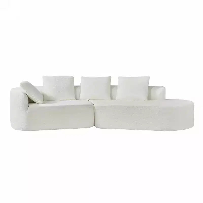 Divano angolare curvo moderno da 116" con spugna ad alta densità e 4 cuscini, beige