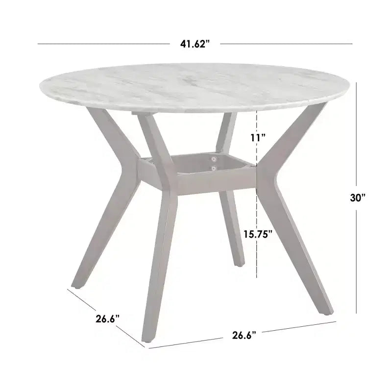 Set da pranzo rotondo moderno di metà secolo a 5 pezzi con piano in finto marmo, 4 posti a sedere